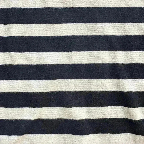Zara Navy White Striped Knit Thick Tee Top Oversized Crewneck Short Sleeve Large - Picture 2 of 6